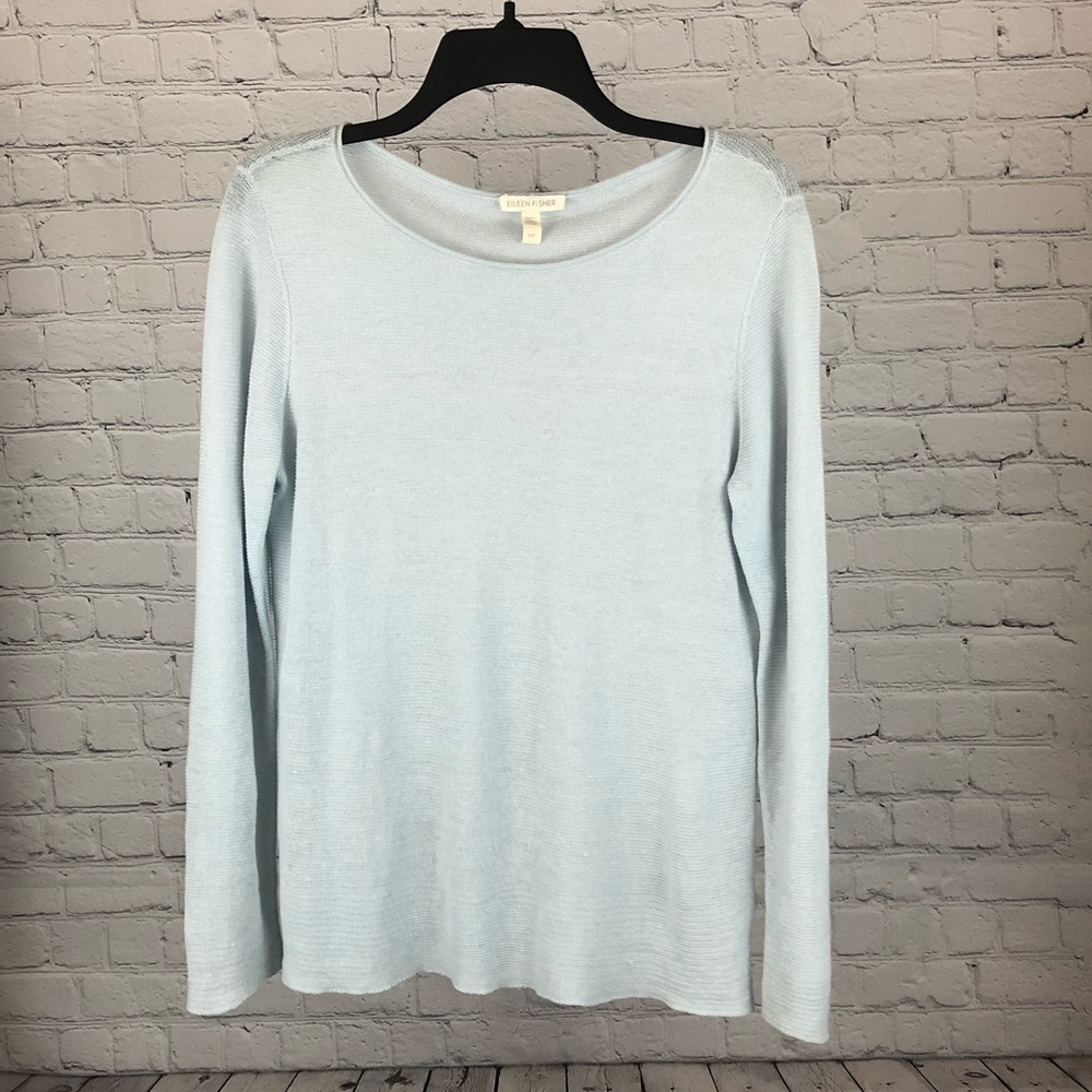 Eileen Fisher light mint green sustainable knit sweater size small/petite